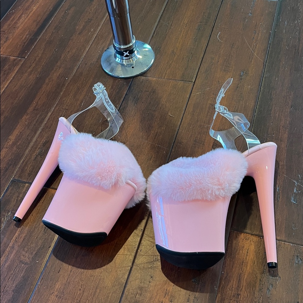 NEW Hella Heels 8 inch Pink Platform Heels with Faux Fur size US 8/EU 39 - Picture 4 of 10